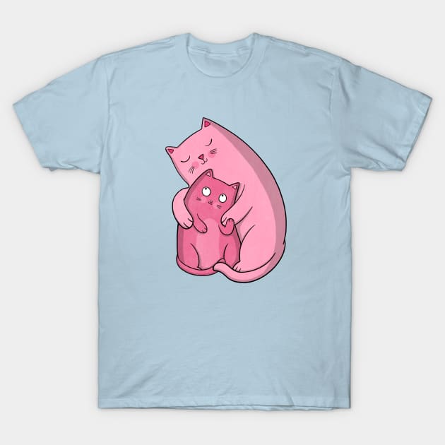 Hugging Pink Cats T-Shirt by Drawn to Cats